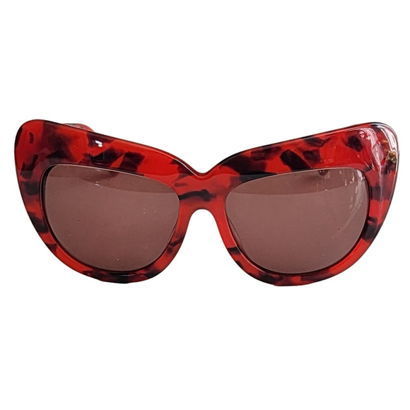 House of Harlow 1960 Chelsea Oversized Cat Eye Tortoise Sunglasses Red - Picture 1 of 9